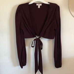 Privy red wrap crop jacket EUC